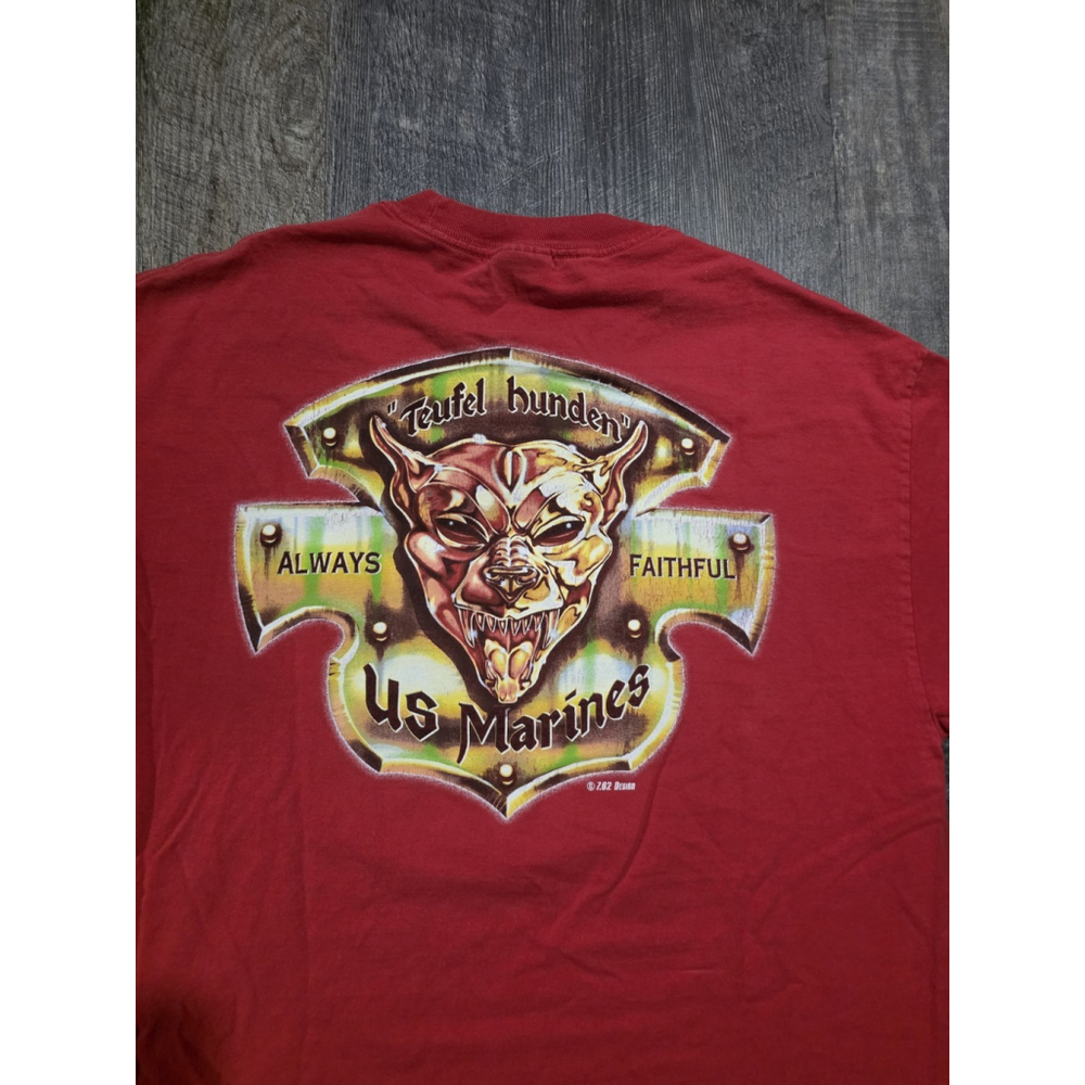 7.62 Designs US Marines Biker Style Devil Print "Always Faithful" Size XL